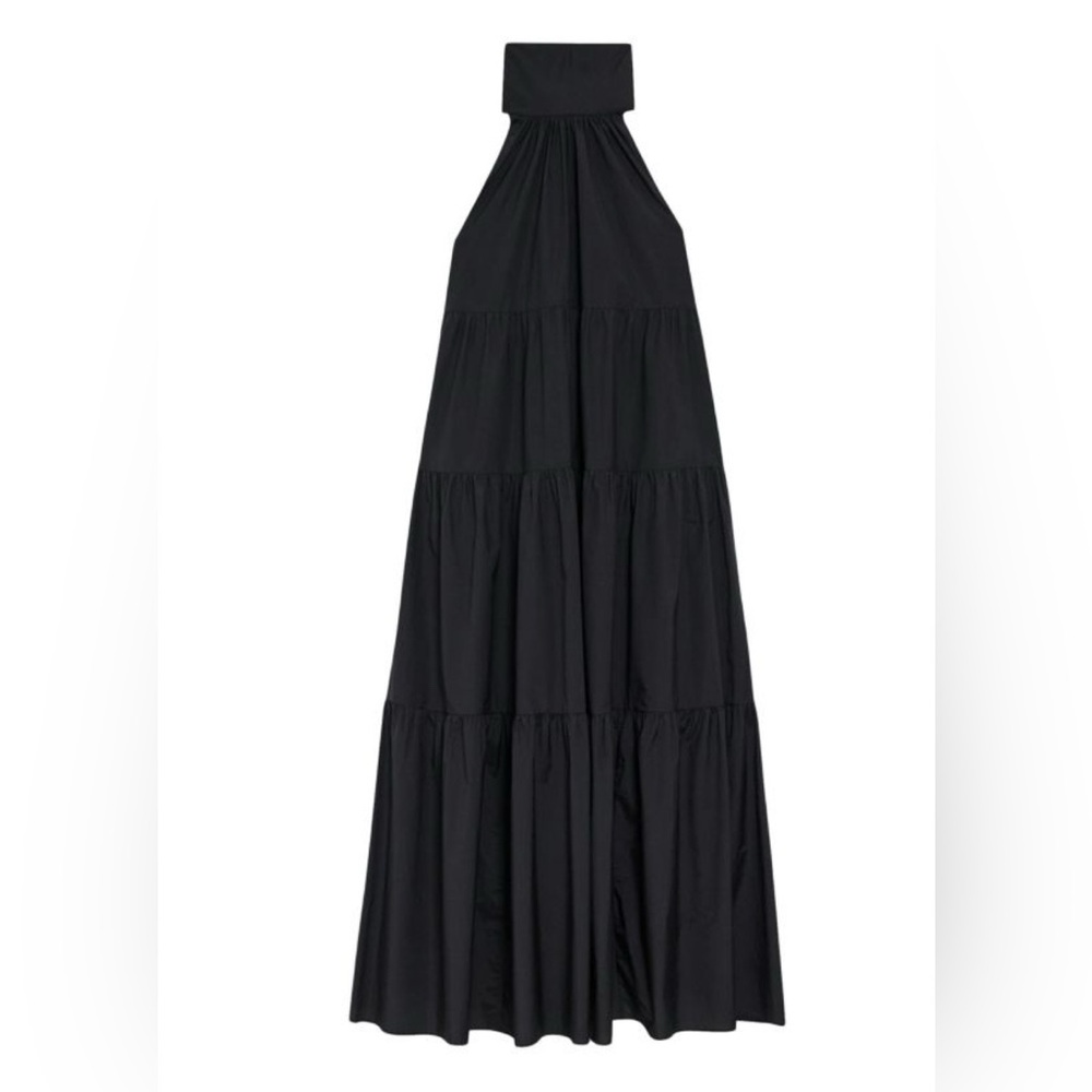 💋 THEORY | Halter Tiered  Maxi Lightweight Cotton Blend Dress Minimalist Large - Picture 4 of 16